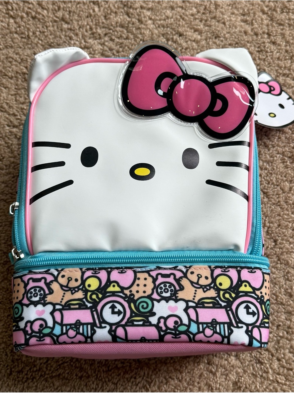 Hello Kitty Dual Compartment Lunch Bag Pink & White